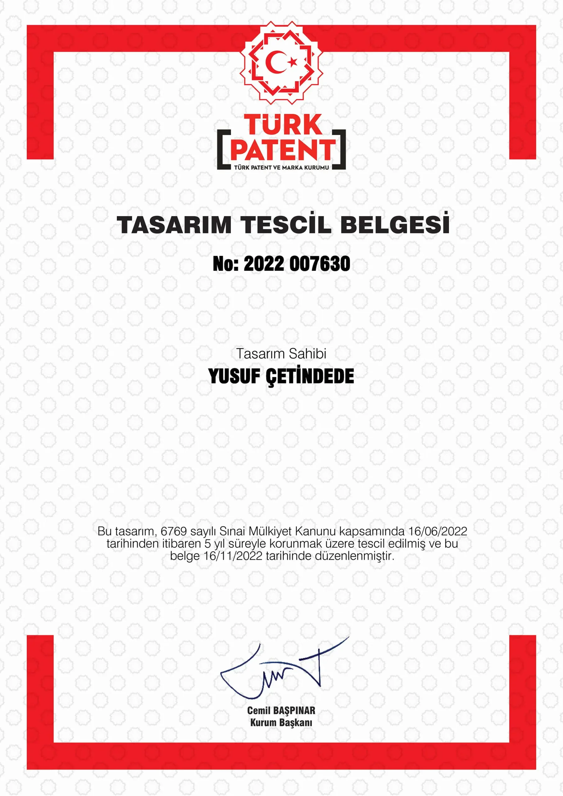 Tasarim Tescil Belgesi Axor Arms 1 scaled - Axor Arms